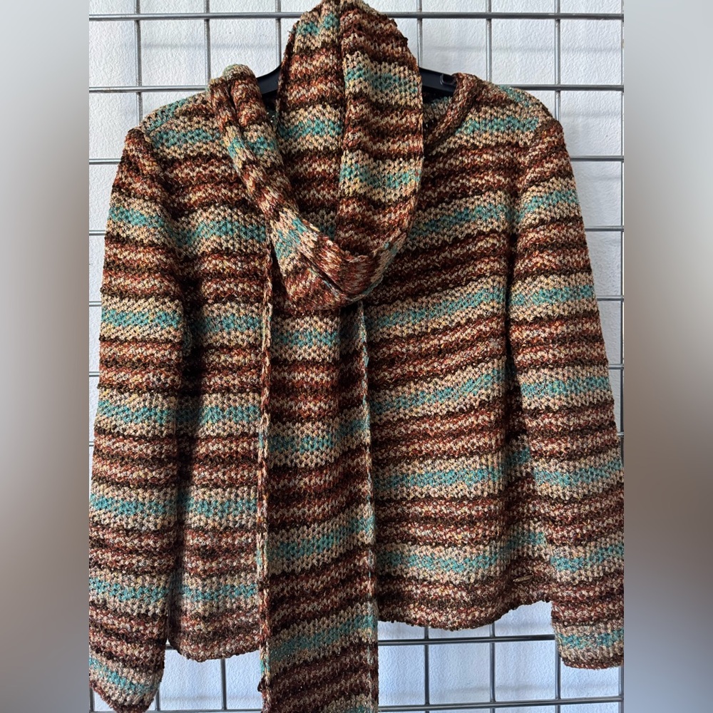 ST JOHN Sport By Marie Gray 2-Pc Sweater with Matching Fringed Scarf Size Med